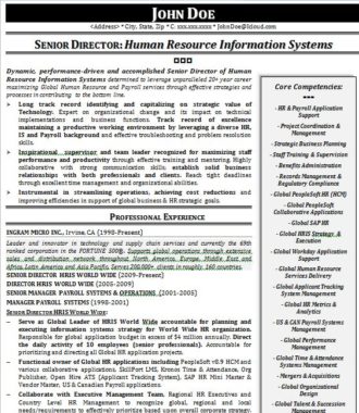 HR Information Systems Resume